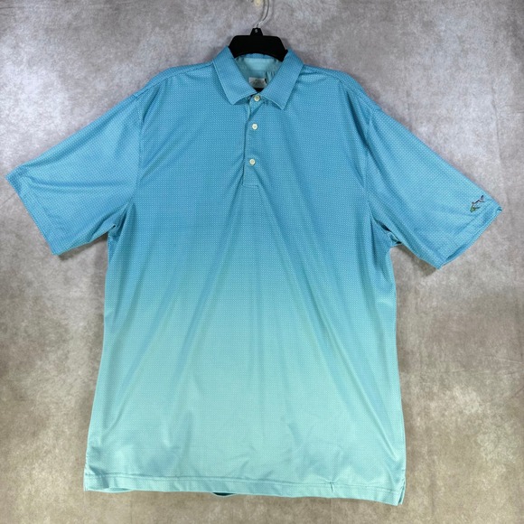 Greg Norman Other - Greg Norman Play Dry Blue Ombre Geometric Golf Polo Shirt Men Large Short Sleeve